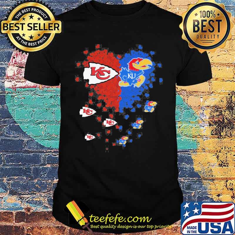 Kansas Chiefs and Kansas basketball love heart shirt