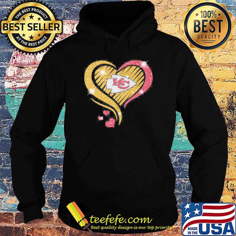 Kansas City Chiefs Red Gold Glitter Heart s Hoodie Kansas City Chiefs Red Gold Glitter Heart s Hoodie