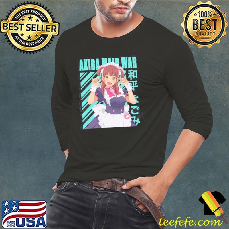 KawaiI character akiba maid sensou war nagomI color stripe vintage shirt