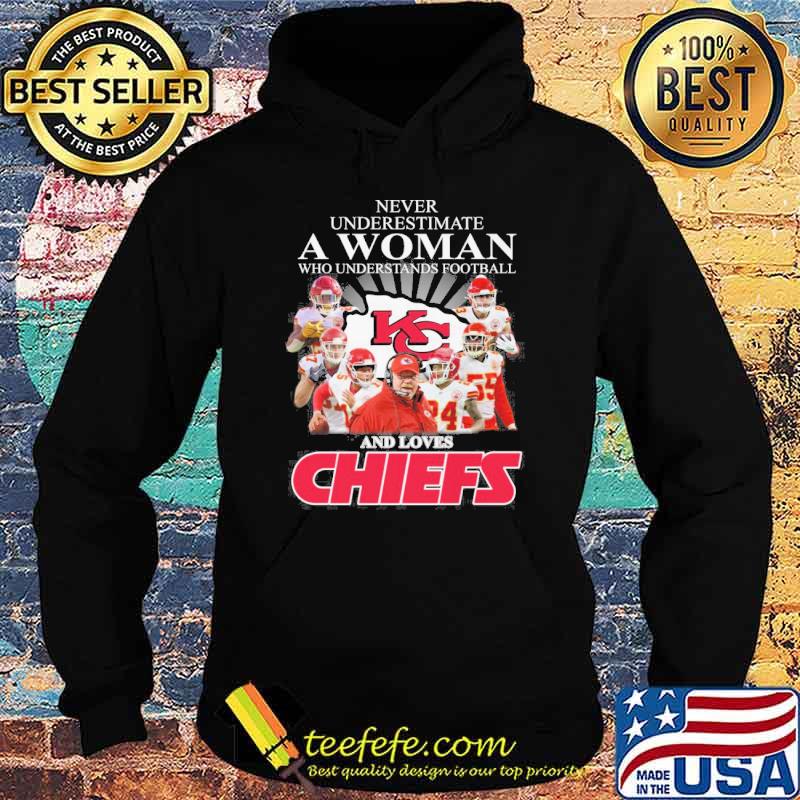 Never underestimate a woman who understands football and loves Chiefs signatures sport s Hoodie Never underestimate a woman who understands football and loves Chiefs signatures sport s Hoodie