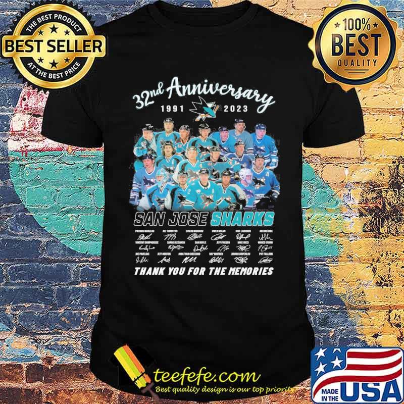 32nd anniversary 1991-2023 San Jose Sharks thank you for the memories signatures s Unisex 32nd anniversary 1991-2023 San Jose Sharks thank you for the memories signatures s Unisex