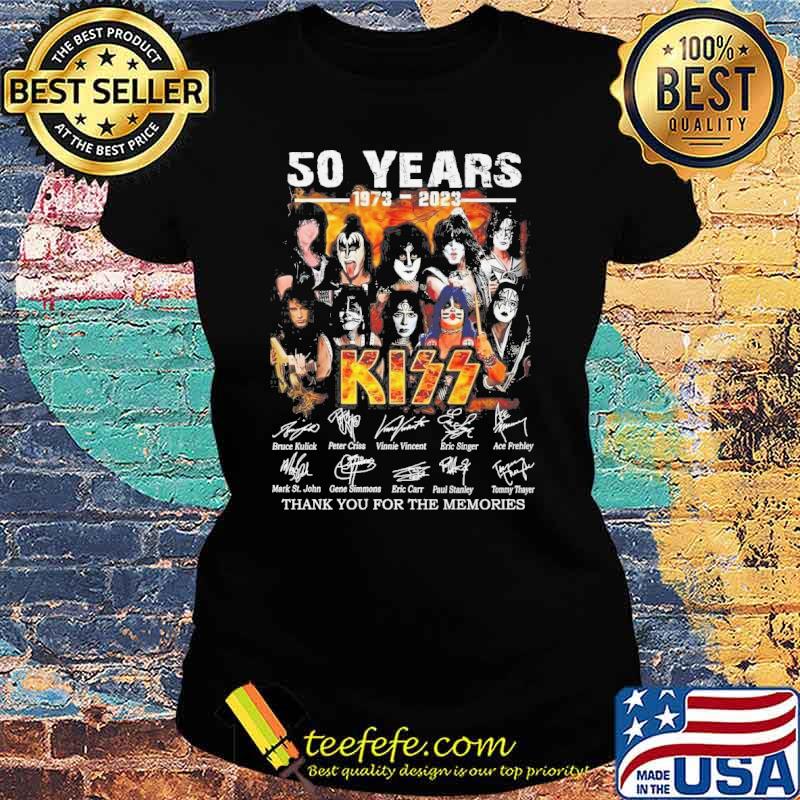 50 years 1973-2023 Kiss thank you for the memories signatures s Ladies tee 50 years 1973-2023 Kiss thank you for the memories signatures s Ladies tee