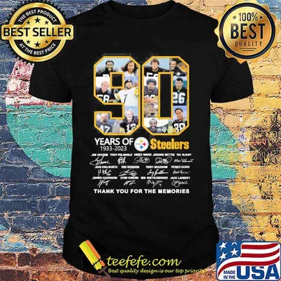 90 years of 1933-2023 Steelers thank you for the memories signatures shirt