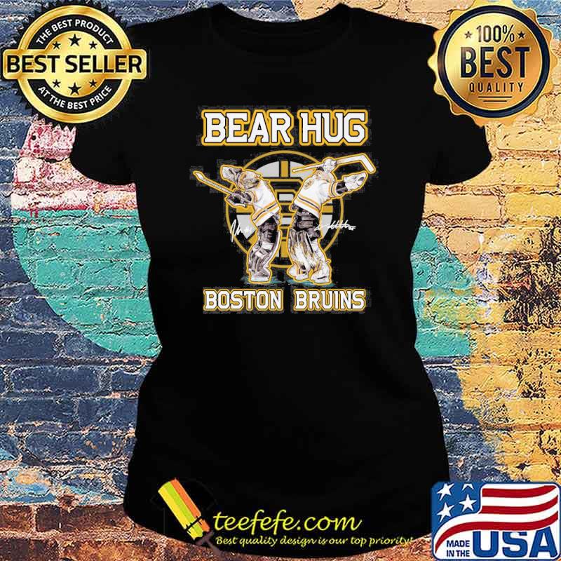 Bear hug Boston Bruins signatures s Ladies tee Bear hug Boston Bruins signatures s Ladies tee