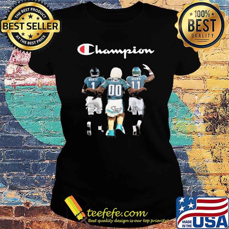 Champion Philadelphia Eagles Hurts Brown signatures s Ladies tee Champion Philadelphia Eagles Hurts Brown signatures s Ladies tee
