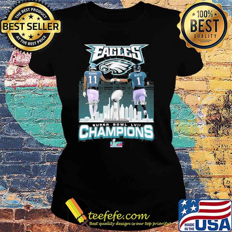 Eagles super bowl LVII champions signatures s Ladies tee Eagles super bowl LVII champions signatures s Ladies tee