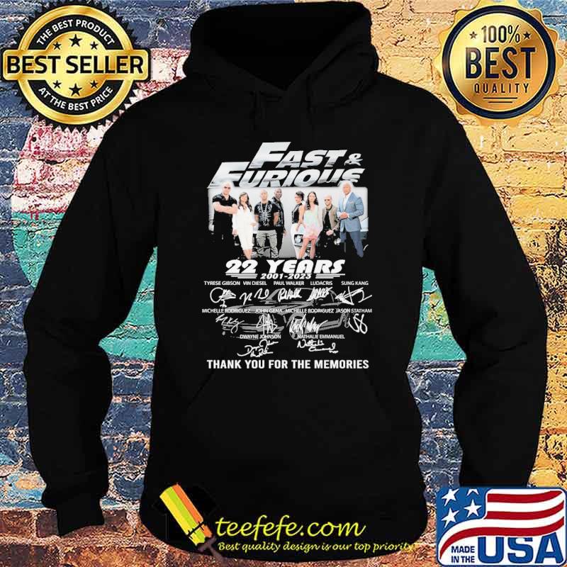 Fast and Furious 22 years 2001-2023 thank you for the memories signatures shirt