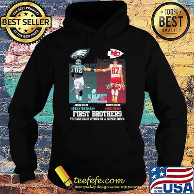 First brothers to face each other in a super bowl Jason Kelce sexy batman Travis Kelce big yet Eagles Chiefs signatures shirt