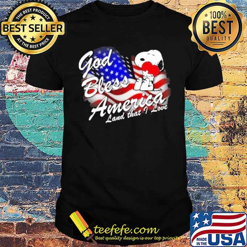God bless America land that I love snoopy hug heart flag shirt