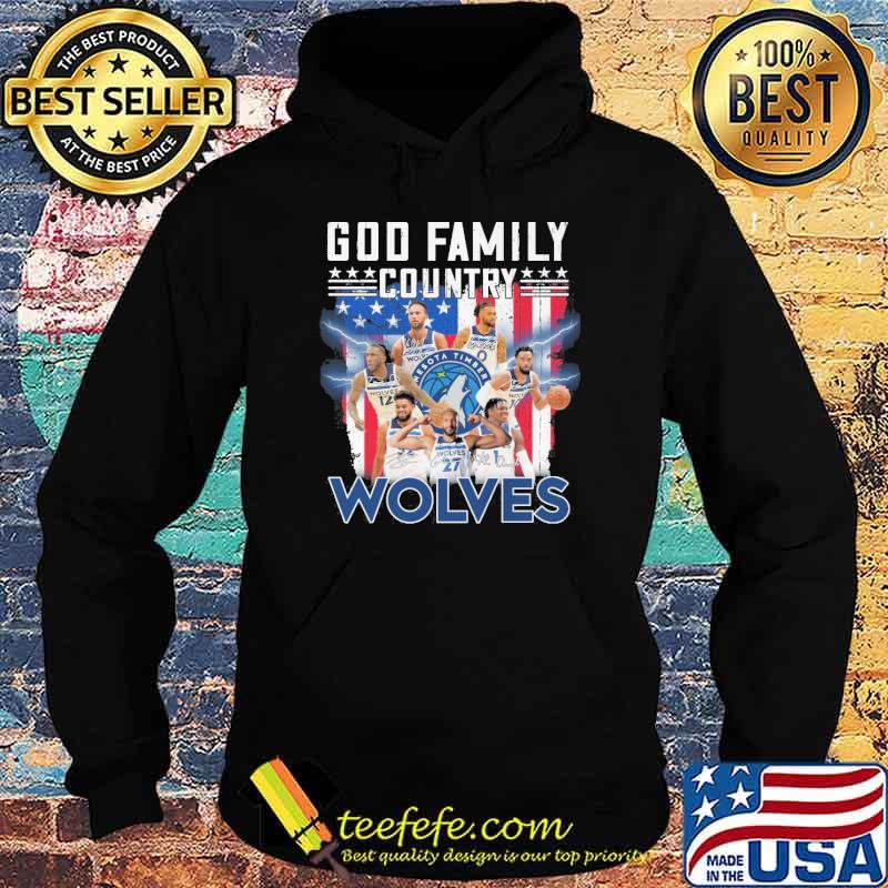 God family country Minnesota timberwolves signatures America flag shirt