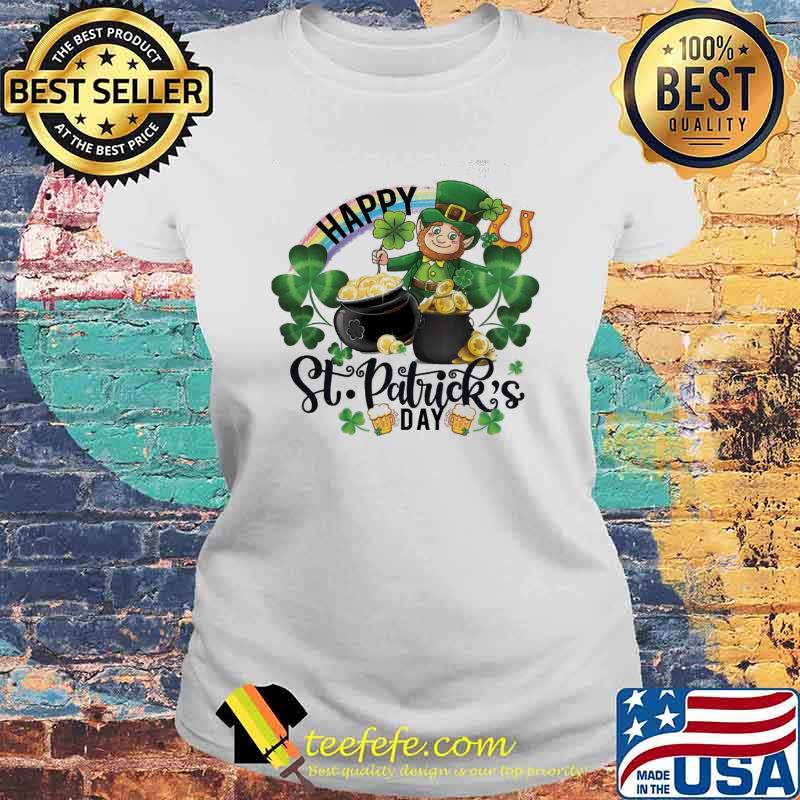 Happy St Patricks day gold rainbow s Laides tee Happy St Patricks day gold rainbow s Laides tee