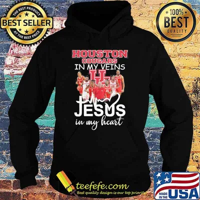 Houston cougars in my veins Jesus in my heart shirt