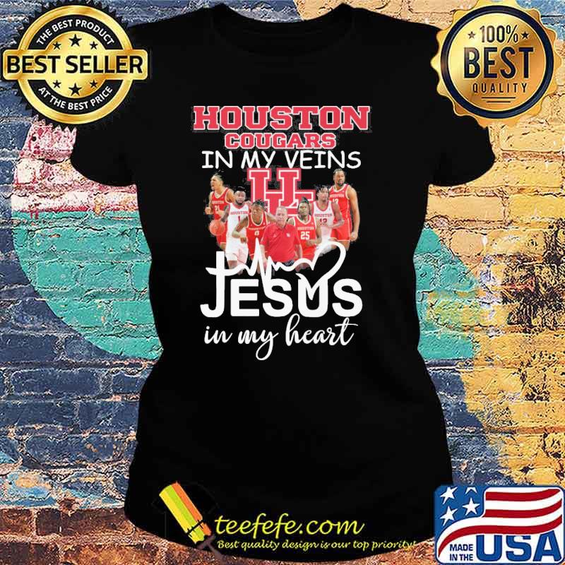 Houston cougars in my veins Jesus in my heart s Ladies tee Houston cougars in my veins Jesus in my heart s Ladies tee
