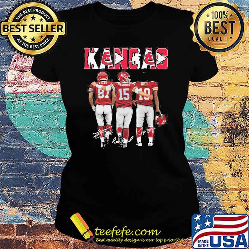 Kansas city Chiefs Kelce Mahomes Hill signatures s Ladies tee Kansas city Chiefs Kelce Mahomes Hill signatures s Ladies tee