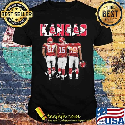 Kansas city Chiefs Kelce Mahomes Hill signatures shirt