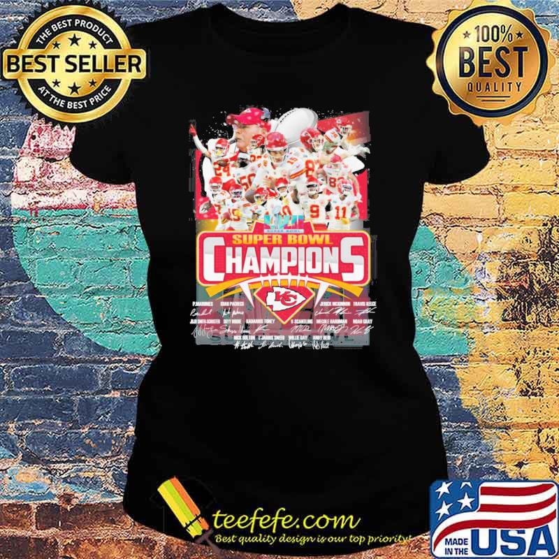 Kansas city Chiefs LVII super bowl champions signatures s Ladies tee Kansas city Chiefs LVII super bowl champions signatures s Ladies tee
