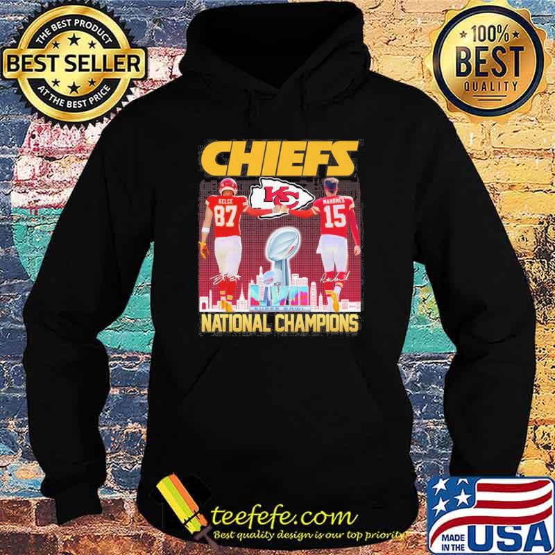 Kansas city Chiefs national champions Kelce Mahomes signatures shirt