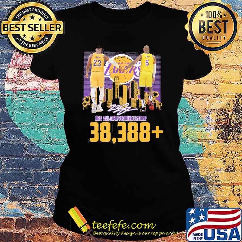 Los Angeles Lakers NBA All time scoring leader 38,388 James signature s Ladies tee Los Angeles Lakers NBA All time scoring leader 38,388 James signature s Ladies tee