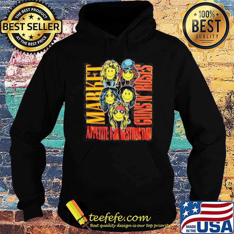 Market Guns N'roses appetite for destruction smiley shirt Market Guns N'roses appetite for destruction smiley shirt