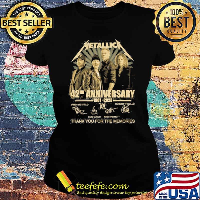 Metallic 42nd anniversary 1981-2023 tahnk you for the memories signatures s Ladies tee Metallic 42nd anniversary 1981-2023 tahnk you for the memories signatures s Ladies tee
