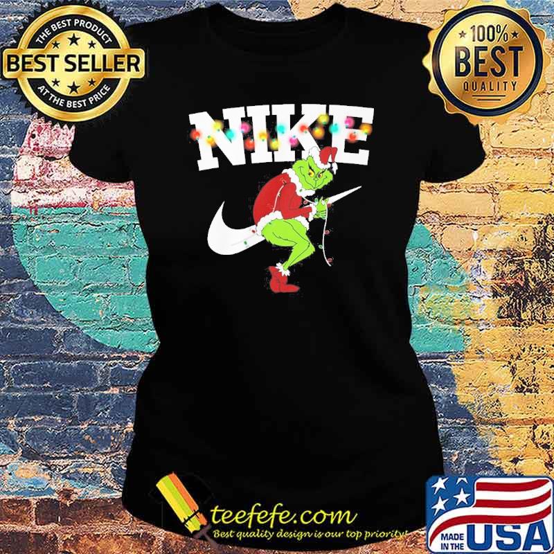 Nike Grinch Christmas light s Ladies tee Nike Grinch Christmas light s Ladies tee