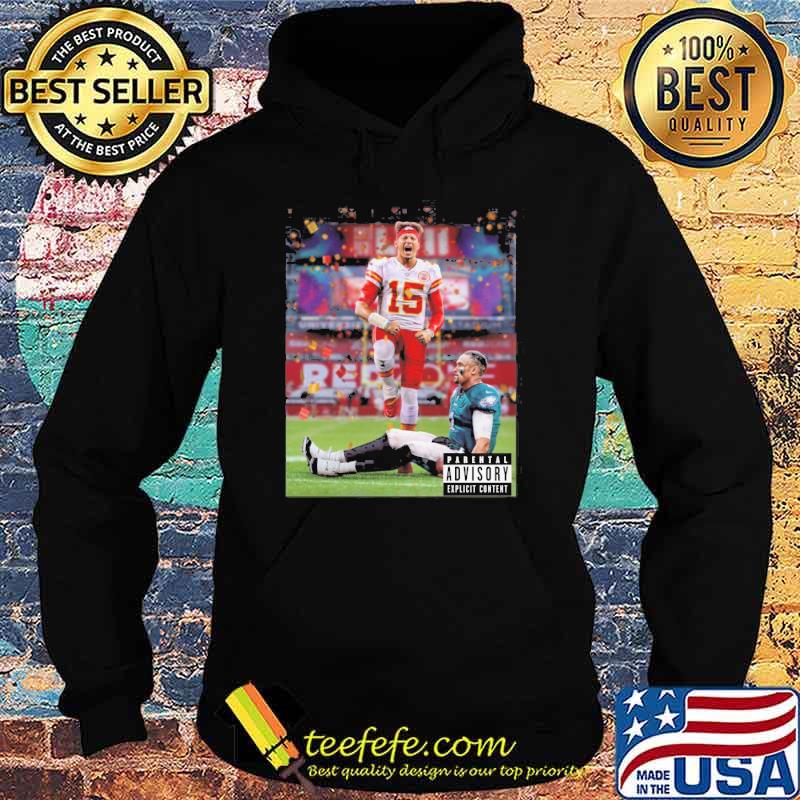 Parental advisory explicit content Kansas city Chiefs and Eagles shirt