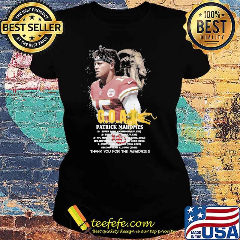 Patrick Mahomes goat super bowl champion thank you for the memories s Ladies tee Patrick Mahomes goat super bowl champion thank you for the memories s Ladies tee