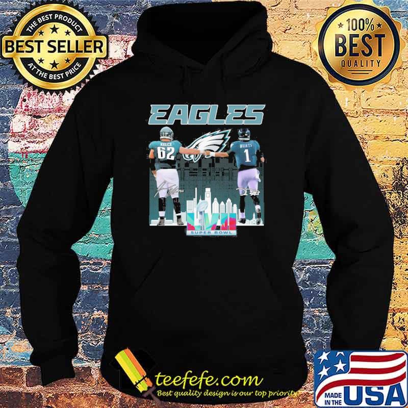 Philadelphia Eagles Kelce and Hurts super bowl signatures s Hoodie Philadelphia Eagles Kelce and Hurts super bowl signatures s Hoodie
