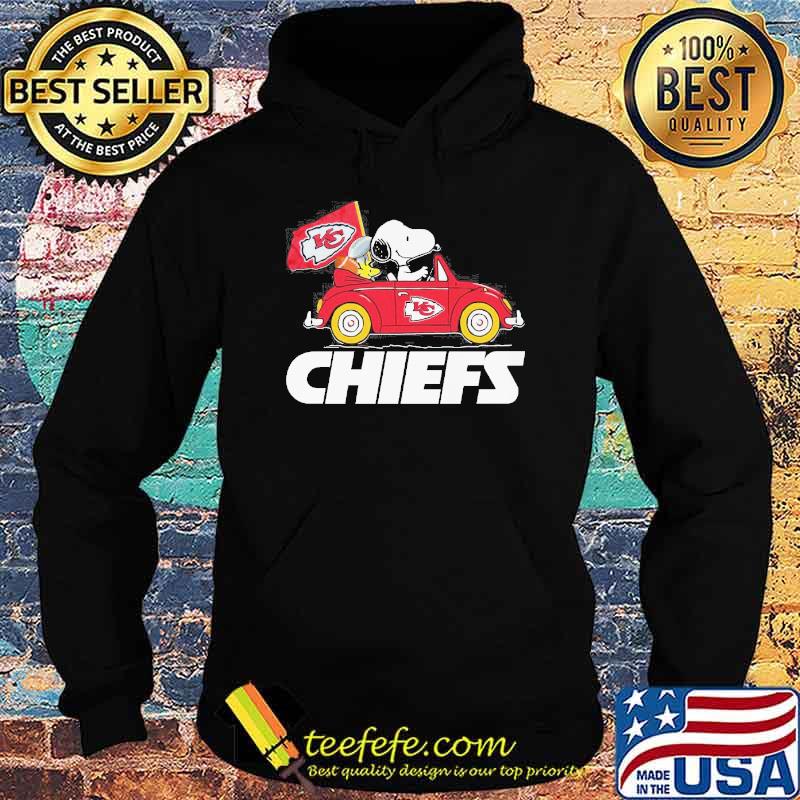 Snoopy and woodstocks driver car Kansas city Chiefs shirt