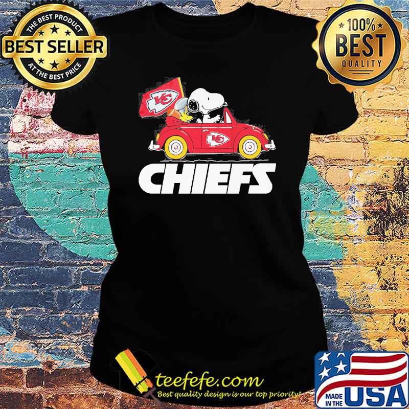 Snoopy and woodstocks driver car Kansas city Chiefs s Ladies tee Snoopy and woodstocks driver car Kansas city Chiefs s Ladies tee