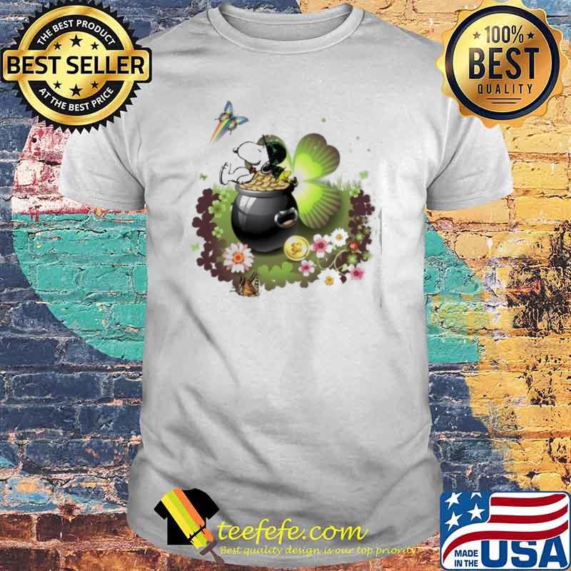 Snoopy and woodstocks sleep on gold St Partrick's day shirt