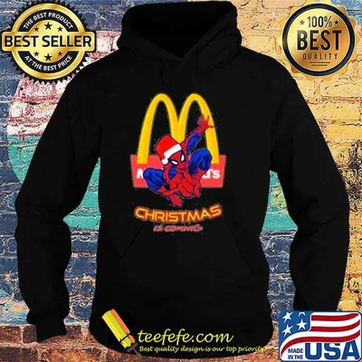 Spiderman christmas is coming McDonald's shirt