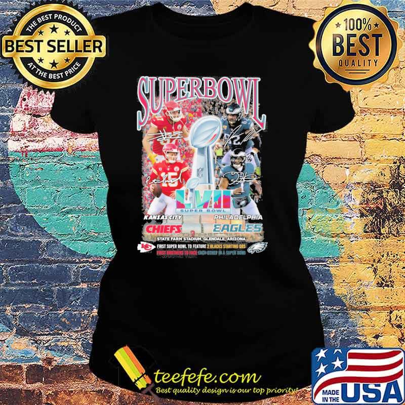 Super Bowl Kansas city Chiefs Philadelphia Eagles State farm stadium Glendale Arizona signatures s Ladies tee Super Bowl Kansas city Chiefs Philadelphia Eagles State farm stadium Glendale Arizona signatures s Ladies tee