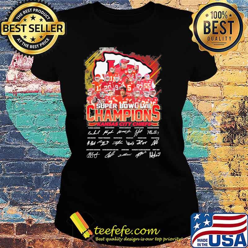 Super bowl LVII Champions Kansas city Chiefs signatures s Ladies tee Super bowl LVII Champions Kansas city Chiefs signatures s Ladies tee