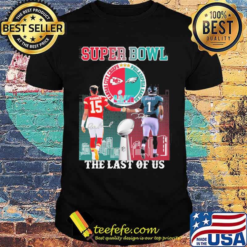 Super Bowl the last of us Kansas city Chiefs Philadephia Eagles LVII signatures shirt