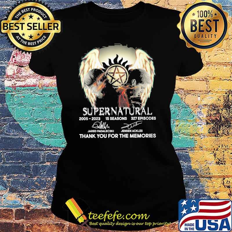 Supernatural thank you for the memories Jared Padalecski Jensen Ackles signatures s Ladies tee Supernatural thank you for the memories Jared Padalecski Jensen Ackles signatures s Ladies tee