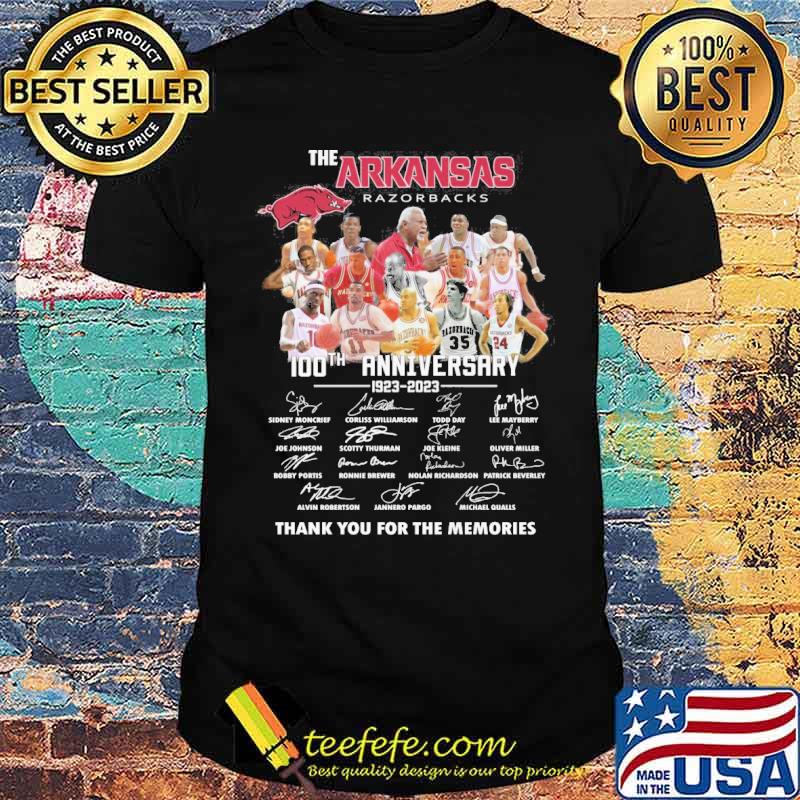 The Arkansas Razorbacks 100th anniversary 1923-2023 thank you for the memories signatures s Unisex The Arkansas Razorbacks 100th anniversary 1923-2023 thank you for the memories signatures s Unisex