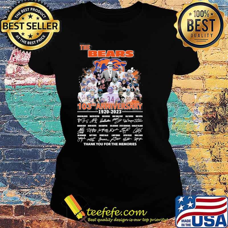 The Chicago Bears 103rd anniversary 1920 2023 thank you for the memories  signatures Chicago Bears shirt, hoodie, sweater, long sleeve and tank top