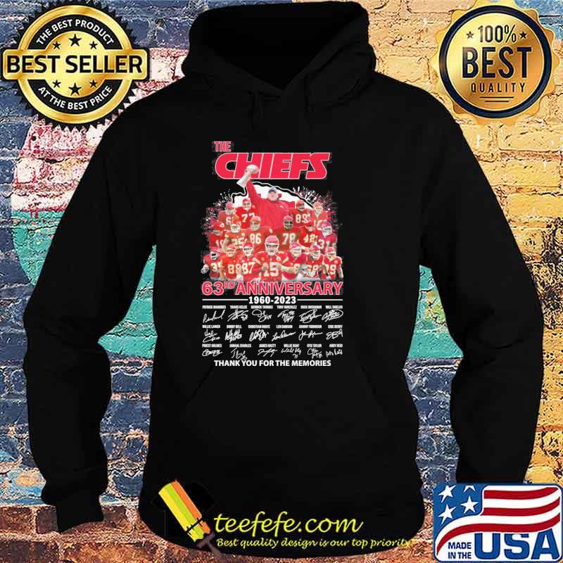 The Chiefs 63rd anniversary 1960-2023 thank you for the memories signatures shirt The Chiefs 63rd anniversary 1960-2023 thank you for the memories signatures shirt
