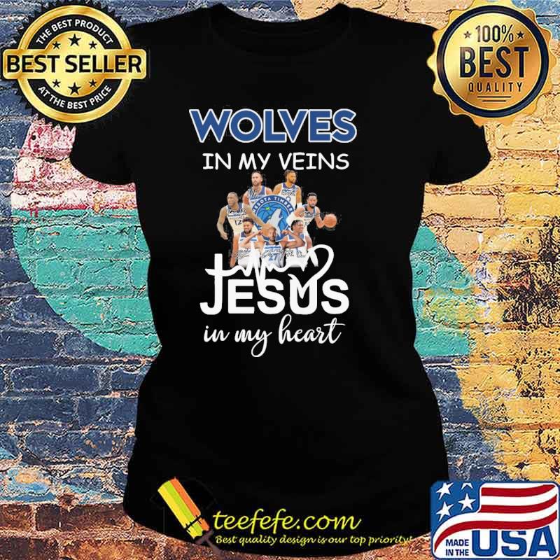 Wolves in my veins Jesus in my heart signatures s Ladies tee Wolves in my veins Jesus in my heart signatures s Ladies tee