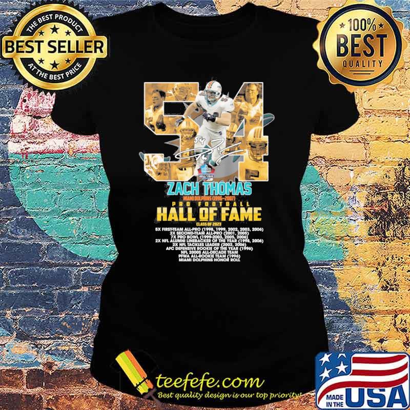 Zack Thomas Miami Dolphins 1996 2007 Pro football Hall of Fame 54 signature  shirt - Limotees