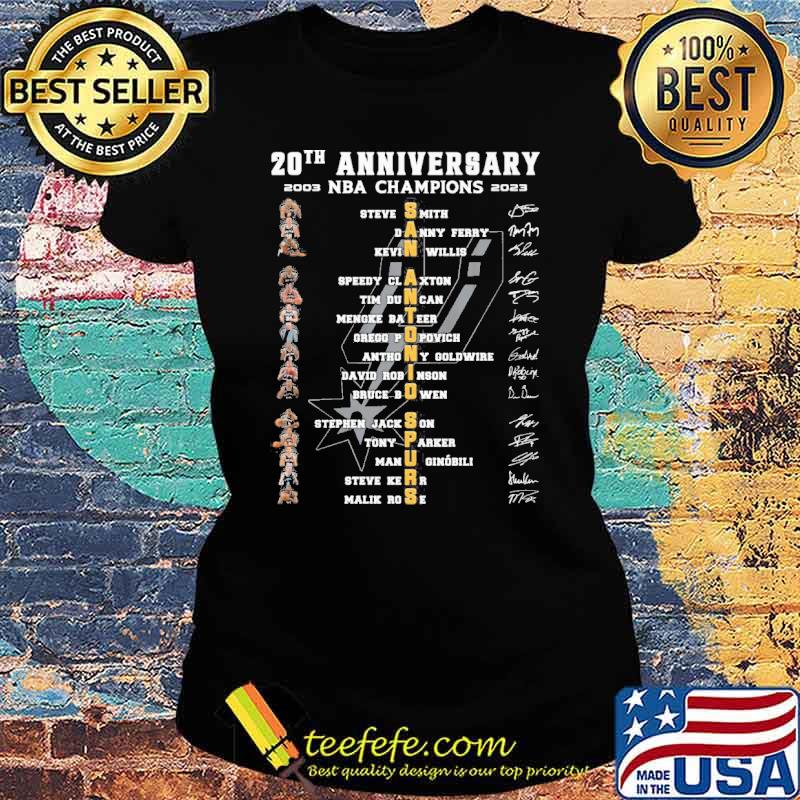 20th anniversary 2003 2023 San Antonio Spurs signatures s Ladies tee 20th anniversary 2003 2023 San Antonio Spurs signatures s Ladies tee