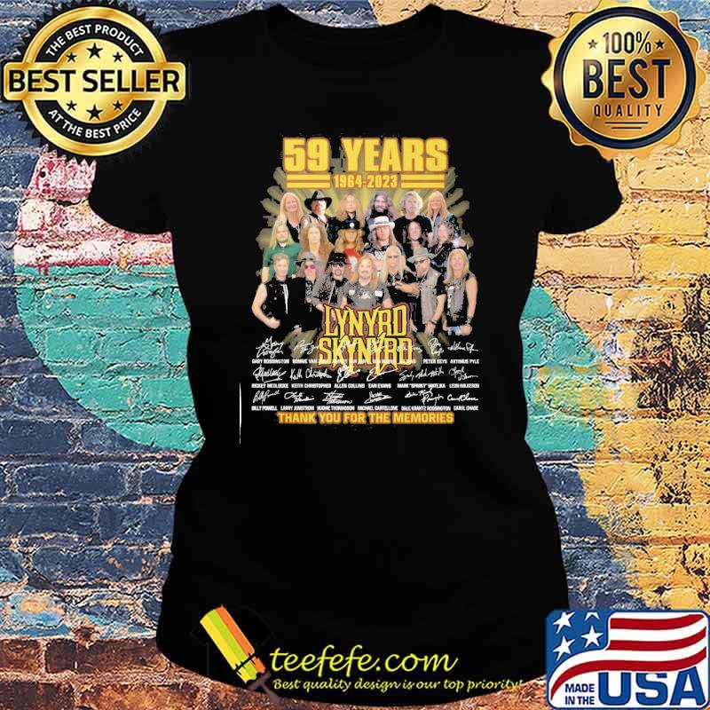 59 years 1964-2023 Lynyrd Skynyrd thank you for the memories signatures s Ladies tee 59 years 1964-2023 Lynyrd Skynyrd thank you for the memories signatures s Ladies tee