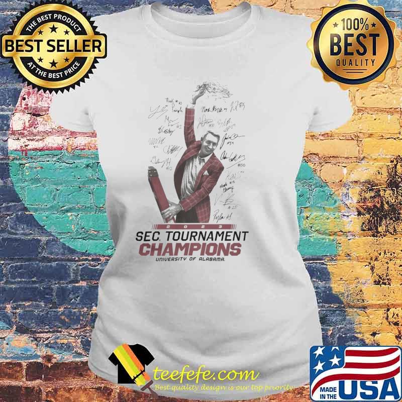 Alabama Basketball Nate Oats 2023 SEC Tournament Champions signatures s Laides tee Alabama Basketball Nate Oats 2023 SEC Tournament Champions signatures s Laides tee