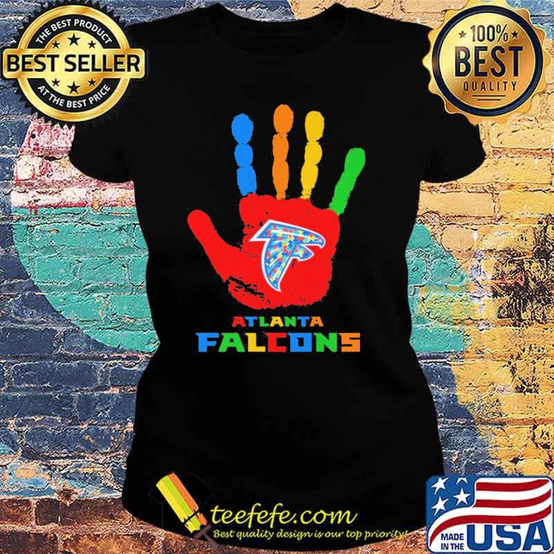 Atlanta Falcons Hand color autism s Ladies tee Atlanta Falcons Hand color autism s Ladies tee