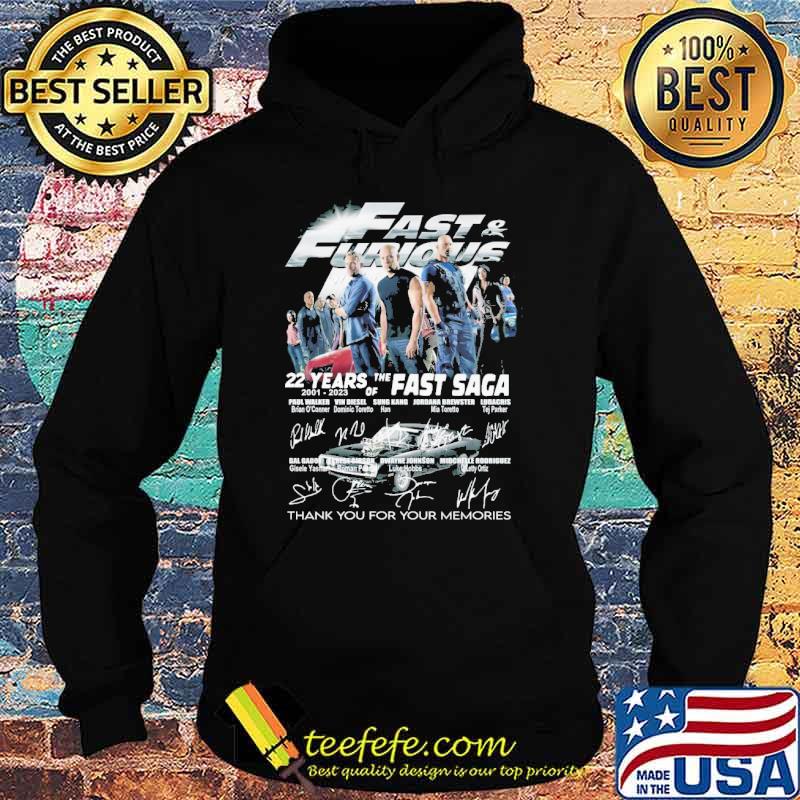 Awesome fast and Furious 22 years of the fast saga 2001 2023 thank you for your memories shirt
