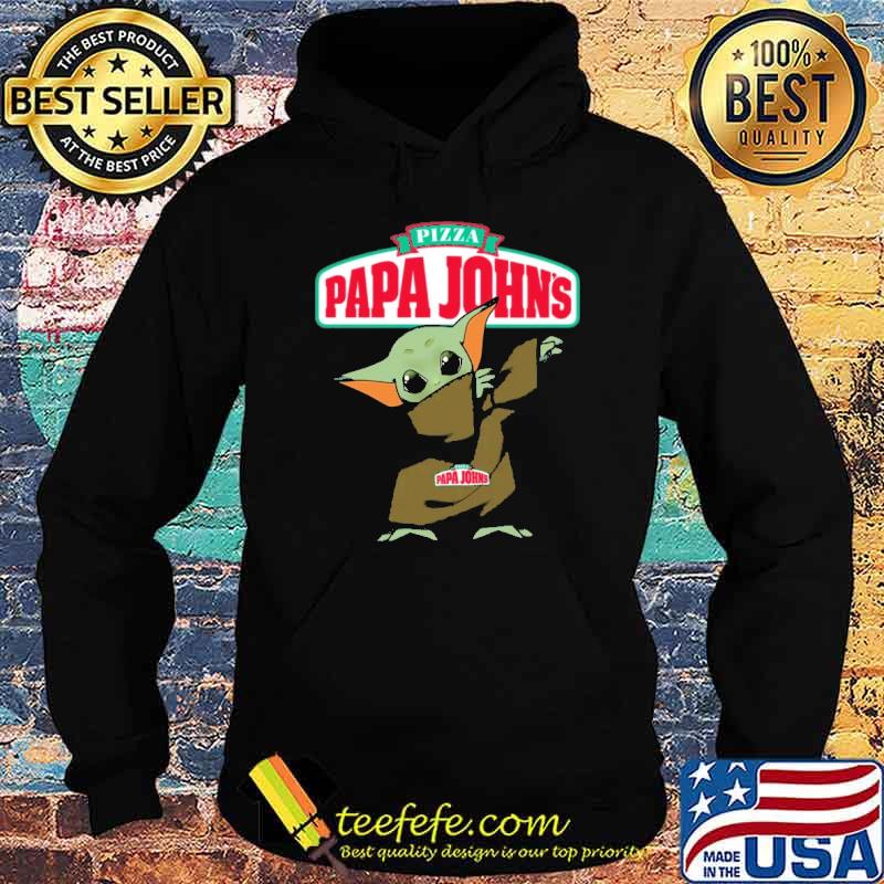 Baby yoda dabbing Pizza Papa John's shirt