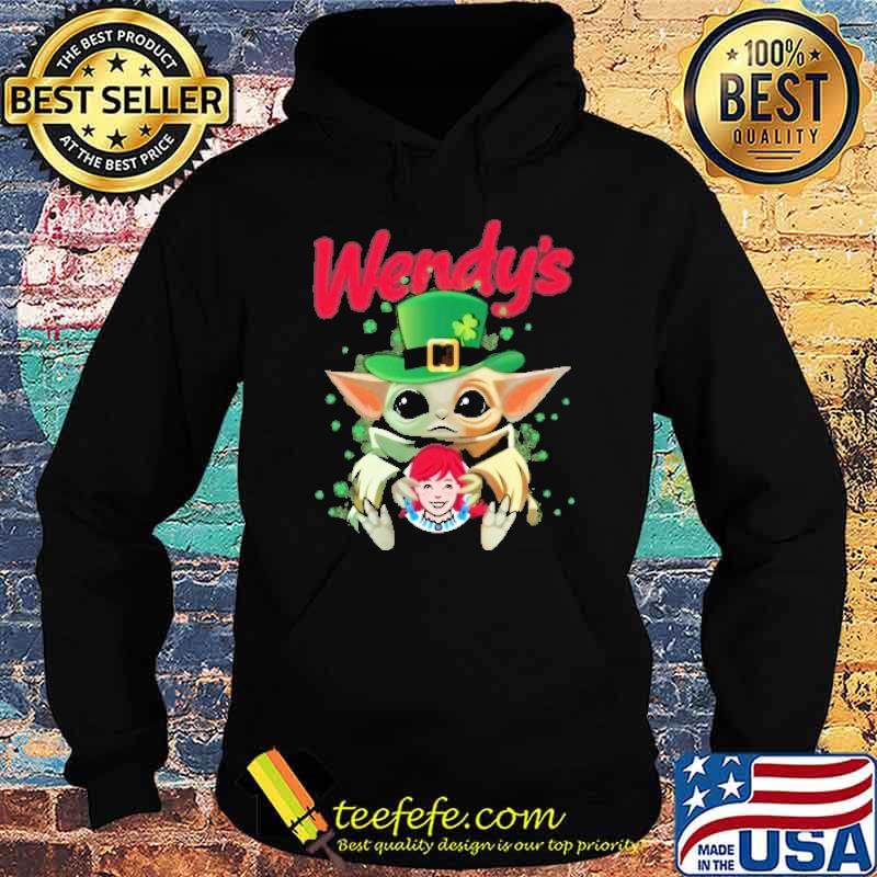 Baby yoda hug Wendy's St.Patrick's day shirt