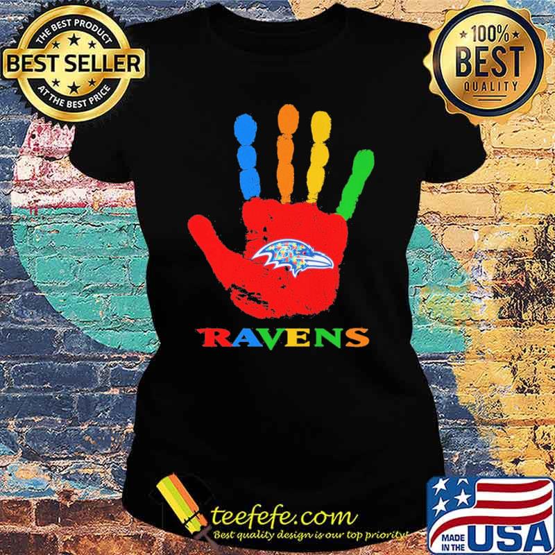 Baltimore Ravens Hand color autism s Ladies tee Baltimore Ravens Hand color autism s Ladies tee