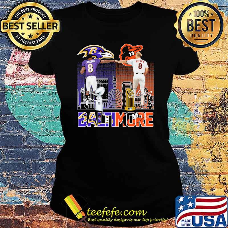 Baltimore Ravens Jackson Baltimore Orioles Ripken signatures s Ladies tee Baltimore Ravens Jackson Baltimore Orioles Ripken signatures s Ladies tee